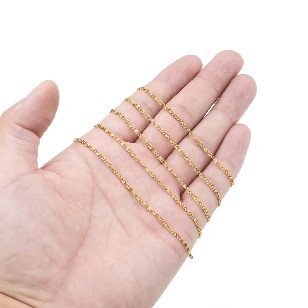 2 Meter/Los vergoldeter Edelstahl 2 mm breite Ketten DIY Schmuckketten für Halskette Armbandherstellung Erkenntnisse Kette Bulk – Detail 5