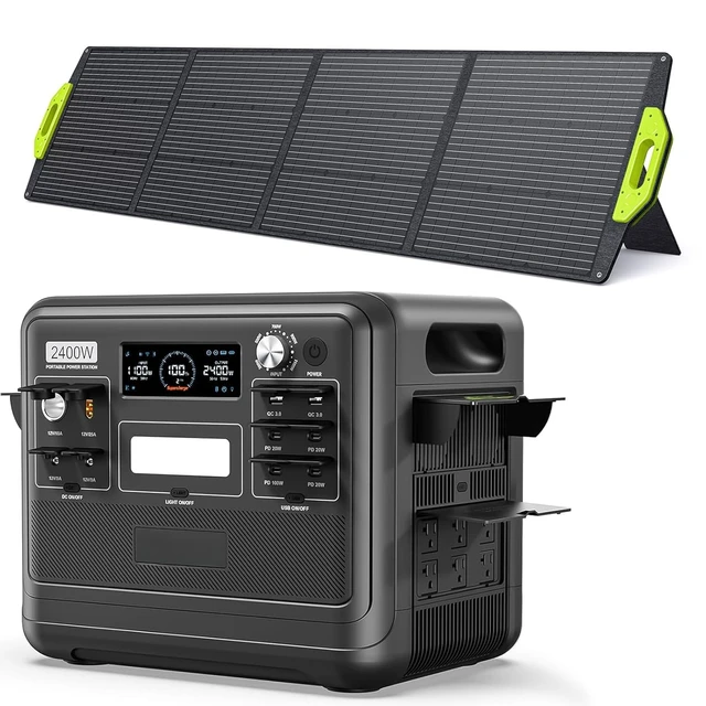 Portable Power Station F2400,2048Wh LiFePO4 Battery with 6×2400W(Surge 4800W),1.5H Fast Full Charging with LED