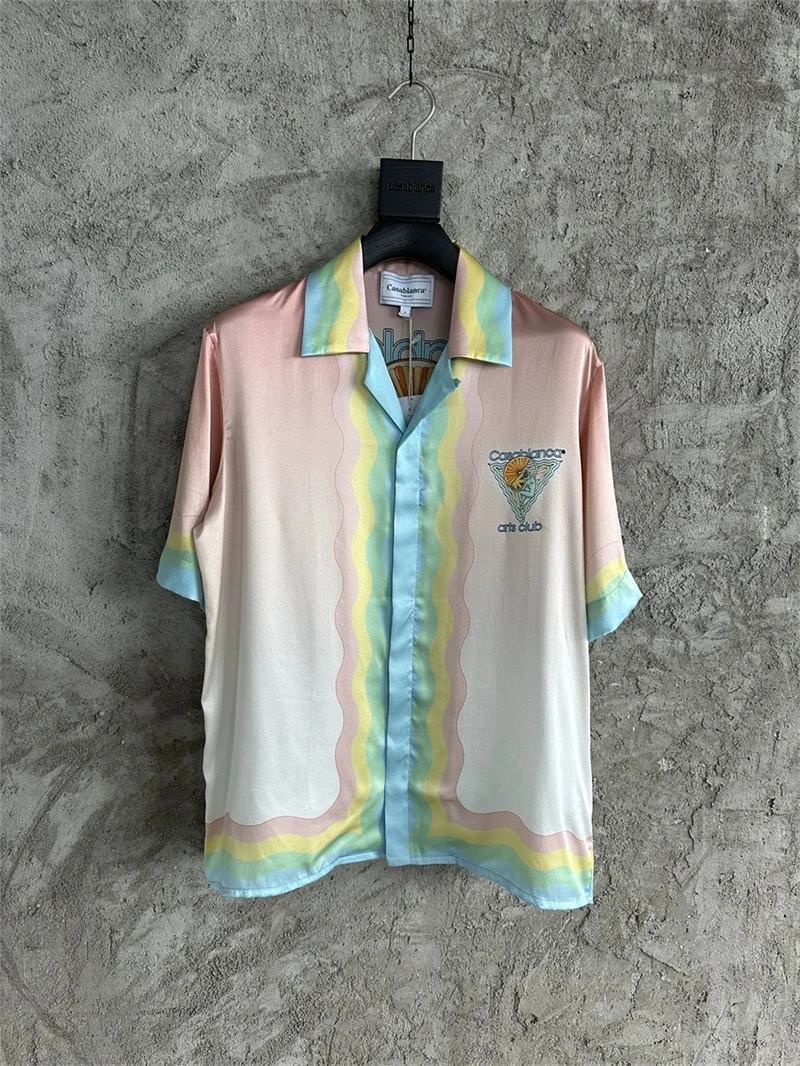 

23SS Streetwear Silk Casablanca Shirts Men Women 1:1 High Quality Gradient Hawaii Beach Shirt Kanye West