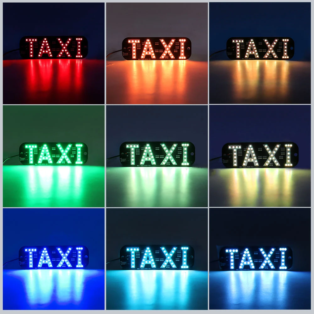 1Set Rgb Led Bord Decor, Kleurrijke Taxi Knipperende Haak Op Autoraam Met Usb Omvormer Taxiverlichting