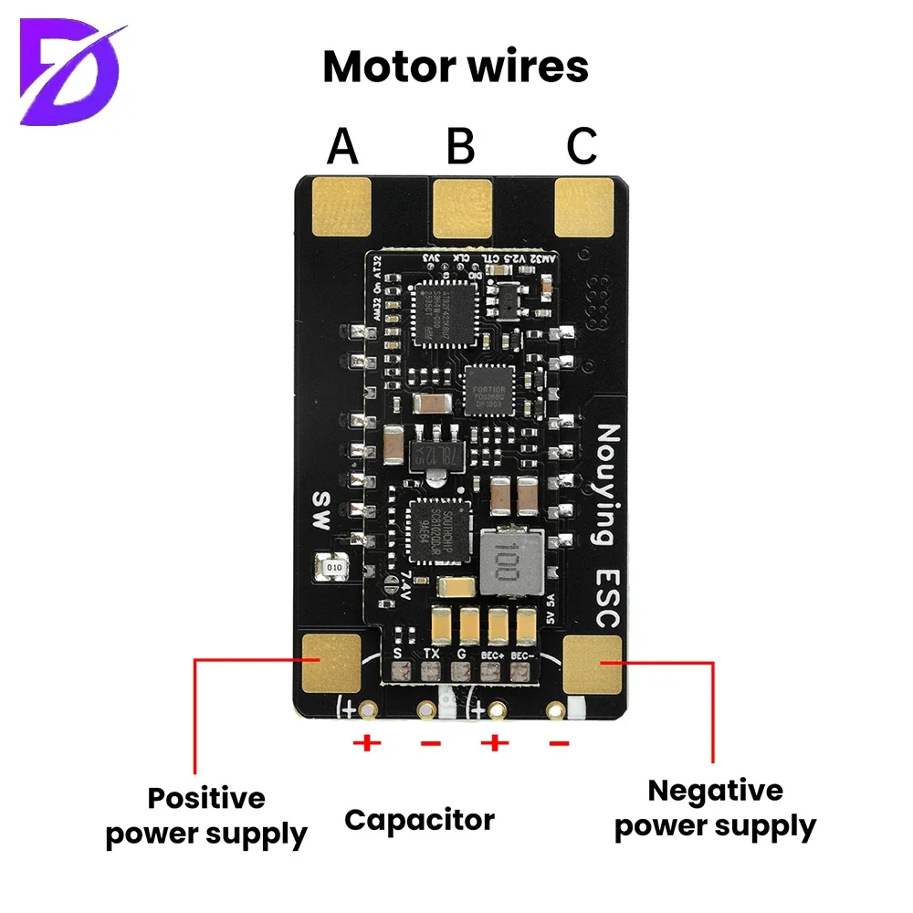 รูปสินค้า ESC ไร้แปรงถ่าน 3-8S 120A พร้อม BEC สำหรับ RC และพัดลม