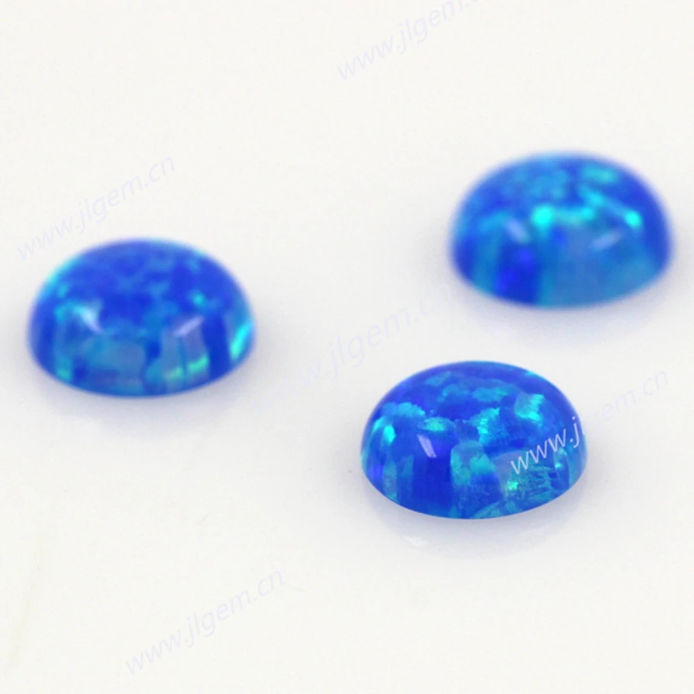(10 Pz/20 Pz/50 Pz/Lotto) 3Mm Cabochon Rotondo Fondo Piatto Op05 Colore Blu Scuro Fuoco Opale Sintetico Pietre