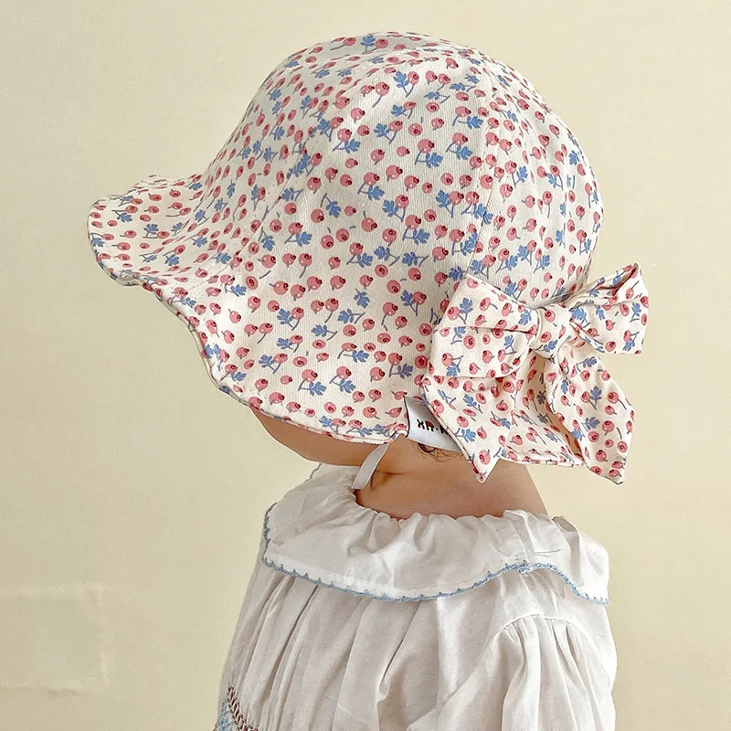 2022 Princess Baby Floral Hat Girls Cap Fruit Infant Bucket Hats for Children Spring Summer Kids
