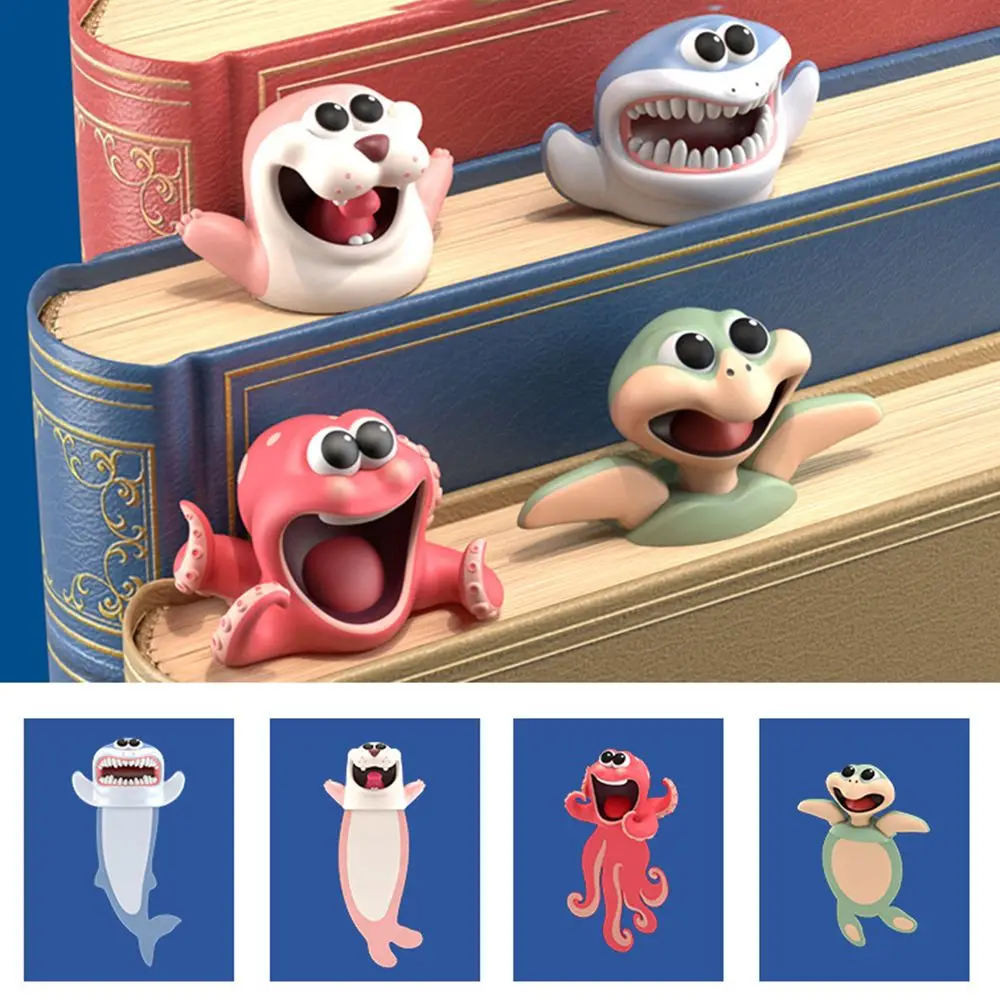 3D Cartoon Animal Bookmarks Stereo Ocean Series Seal Octopus Cat Panda And Shiba Creative Stationery for Children Gift animal bookmark bookmarks stationery supplies