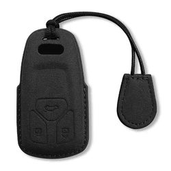 Premium Leather Suede Car Key Case Cover with Keychain Accessories (Black set 2)