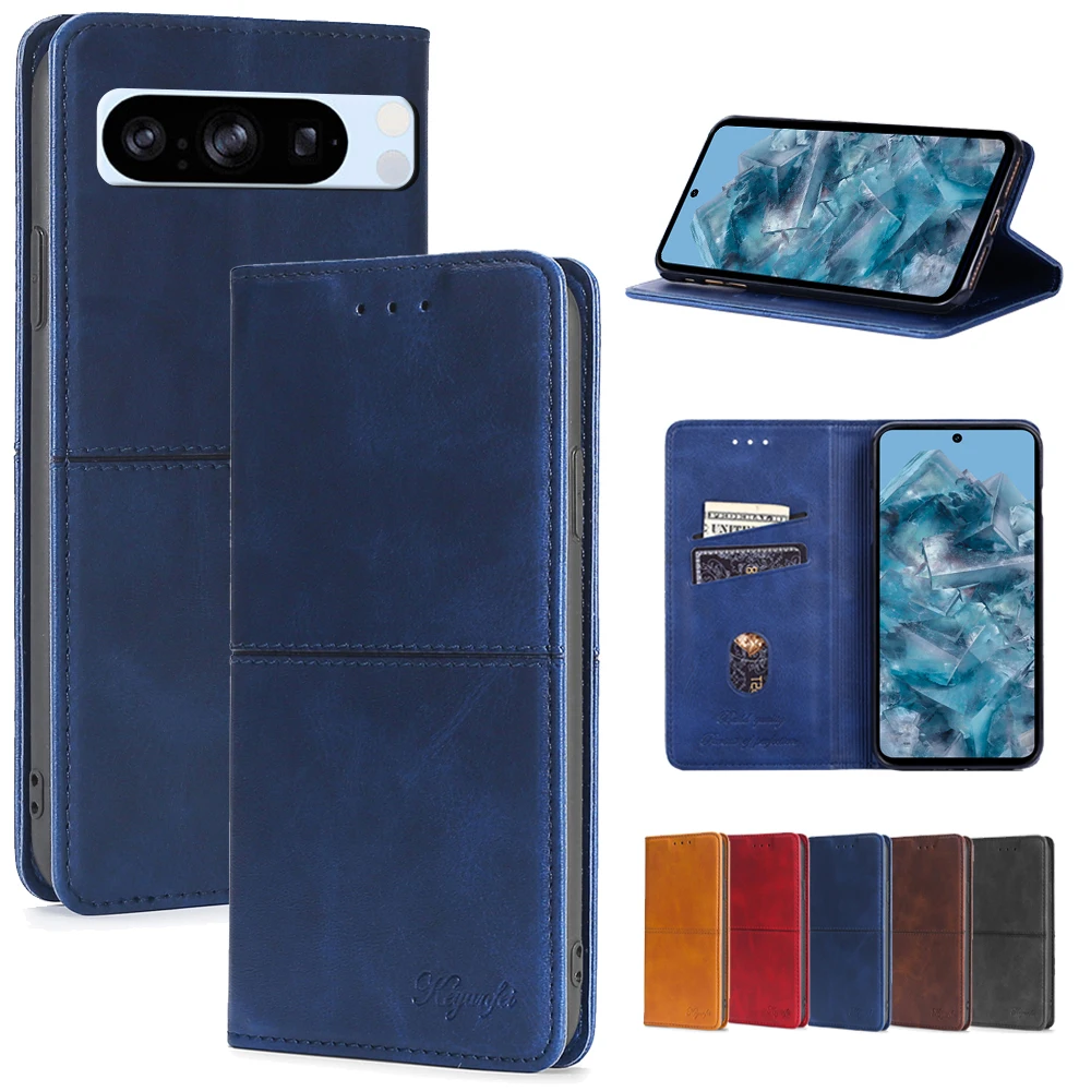 Elegant Fall Prevention Magnetic Leather Phone Case with Card Slots - Flip Cover Design