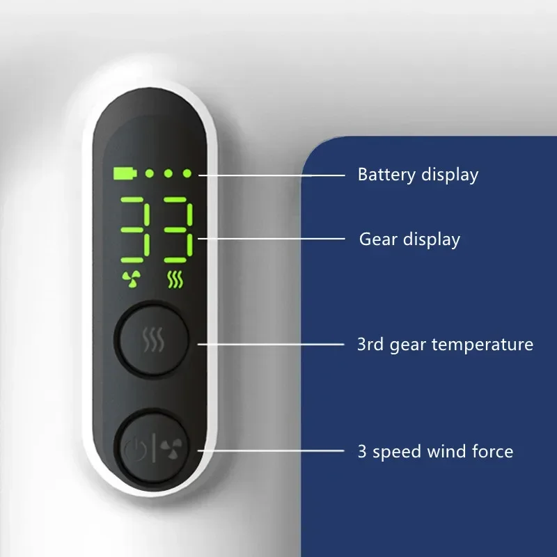 CFJ-4 Portable Wireless Hair Dryer USB Charging Display Screen Hair Dryers for Dormitory/Travel Strong Wind Low Noise 3 Gears 5