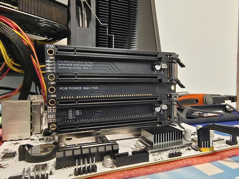 Jhh-pcie-bifurcation Placa de Expansão Pci Express 3.0x16 14 Slot Cartão Adaptador Gen3 Sata Power Port Split Card - Imagem 4