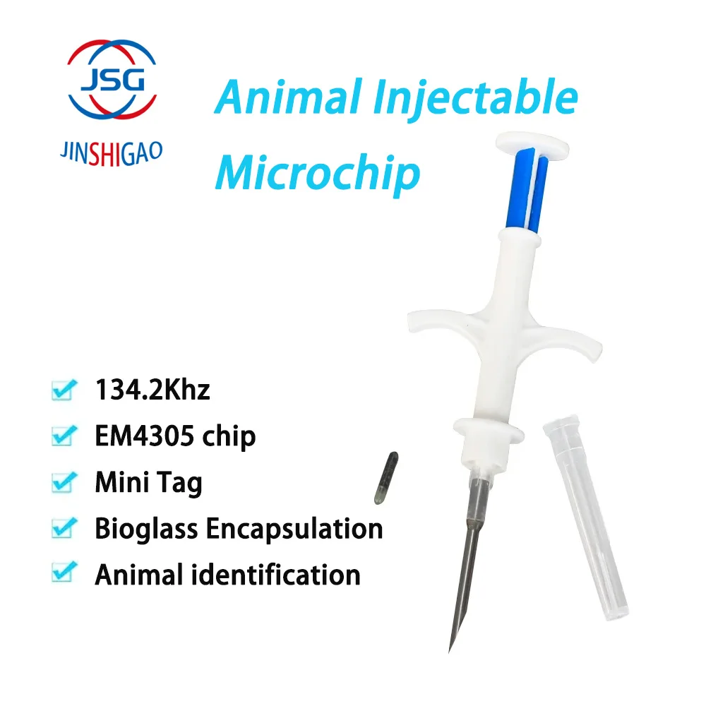 134.2Khz 100PCS ICAR Animal RFID Microchip Syringe for Cat Dog Fish Poultry Pet Animal 2.12*12mm chip Syring