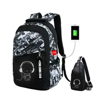 Luminous school bags waterproof large backpack for teenagers bagpack glowing school backpack for boy student chest bag set 1