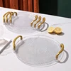 Acrylic Clear Round Serving Tray Bathroom Vanity Tray Decorative Tray With Golden Handle For Coffee Table Office 4