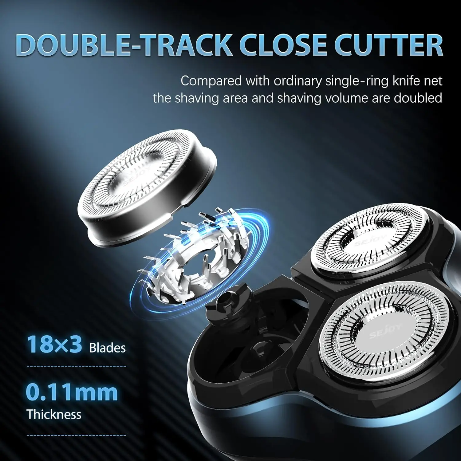 Sejoy 3D Rotary Electric Shaver for Men Advanced Dry Wet Pop-up Trimmer Rechargeable Perfect Fathers Day Gift for Dad, Husband 5
