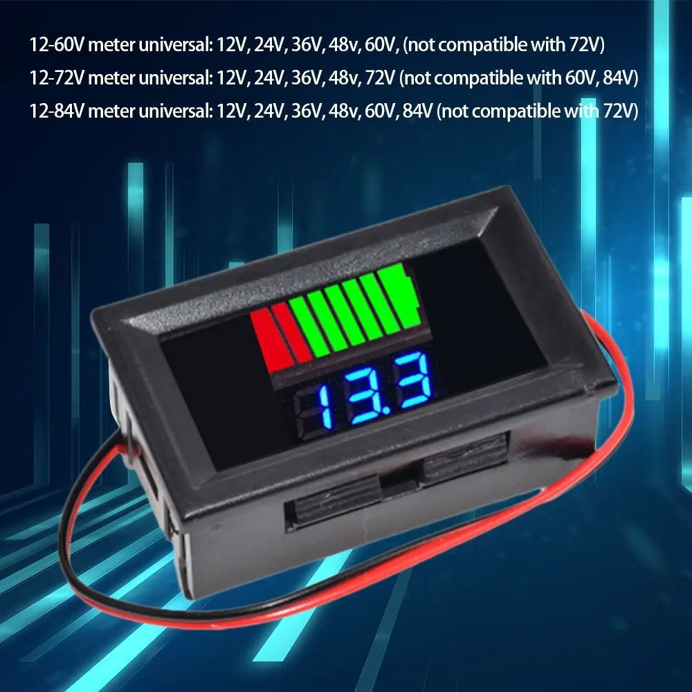 자동차 배터리 충전 수준 표시기 12V 24V 36V 48V 60V 72V 리튬 배터리 용량 표시기 시험기 디스플레이 LED 시험기 전압기