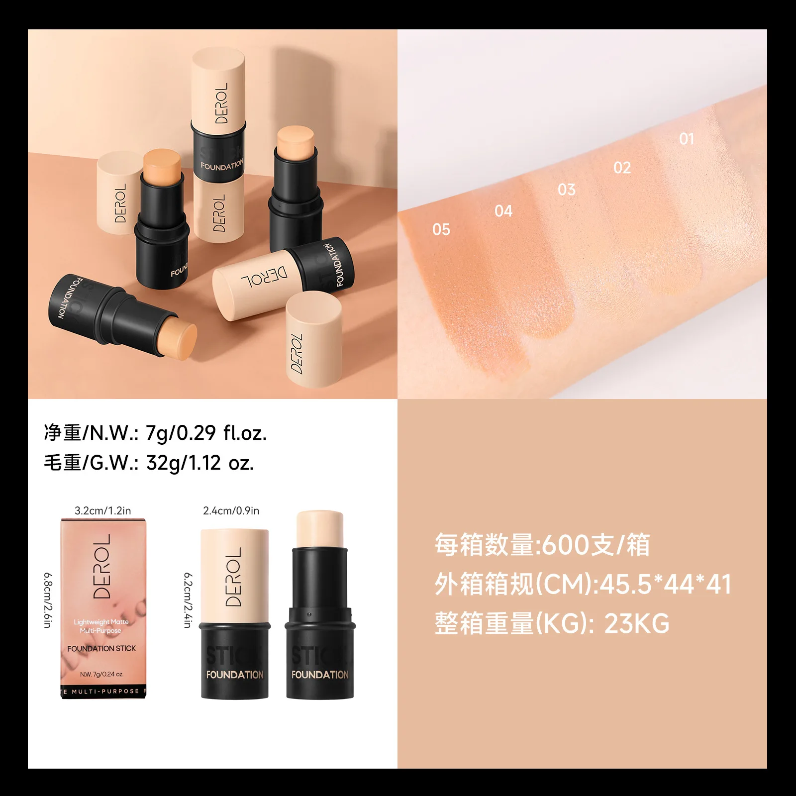 5 Colors Concealer Stick Liquid Foundation Makeup Cosmetics