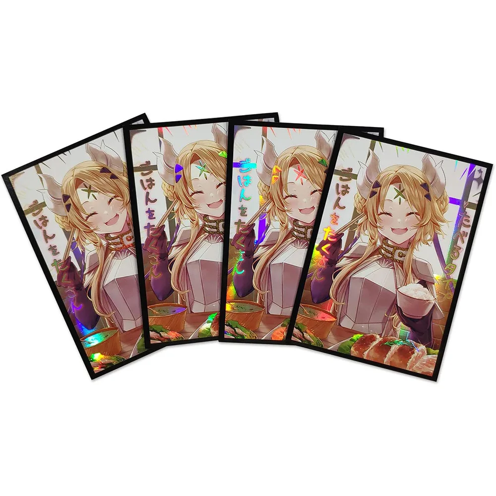100 Pz 63X90Mm Trading Cards Protector Animazione Olografica Yugioh Card Sleeves Shield Laser Cute Card Deck Cover Dimensioni Giapponesi