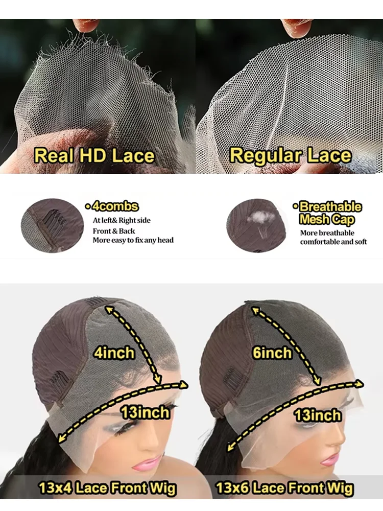 30 40 Inch 13x6 Body Wave Lace Frontal Human Hair Wig Pre Plucked 13x4 HD Transparent Lace Front Wigs Brazilian For Black Women