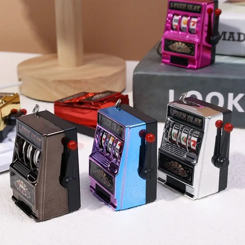 Plastic Mini Slot Machine Toy Keychain for Kids and Adults