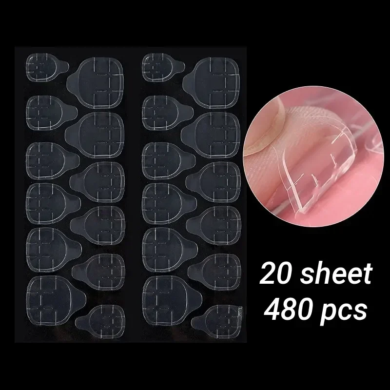 1/3/5/10/20 Sheets Double-Side Adhesive Tapes Press on Fake Nail Tip Extension Stick False Nails Sticker Transparent Makeup Tool