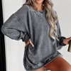 Womens Crewneck Oversized Corduroy Corded Sweatshirt Casual Long Sleeve Trendy Pullover Comfy Tops 2