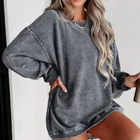 Womens Crewneck Oversized Corduroy Corded Sweatshirt Casual Long Sleeve Trendy Pullover Comfy Tops 2