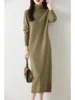 Autumn Winter Women's Turtleneck Sweater Wool Dress Basic Pullover Casual Cashmere Skirt 100% Merino Wool Knitwear Soft Clothing 1
