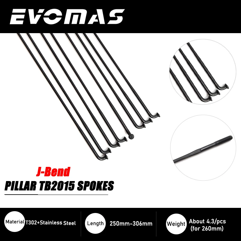 12Pcs/Lot J-Bend Pillar PSR TB2015 Triple Butted Bicycle Spoke 14G Gauge 2.0 MTB Road Bike Stainless Steel Light Spokes