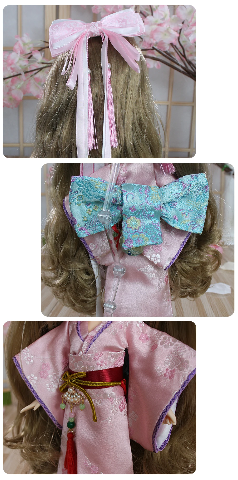 Neo Blythe Doll Chinese Traditional Kimono Dress With Bow Pin 2