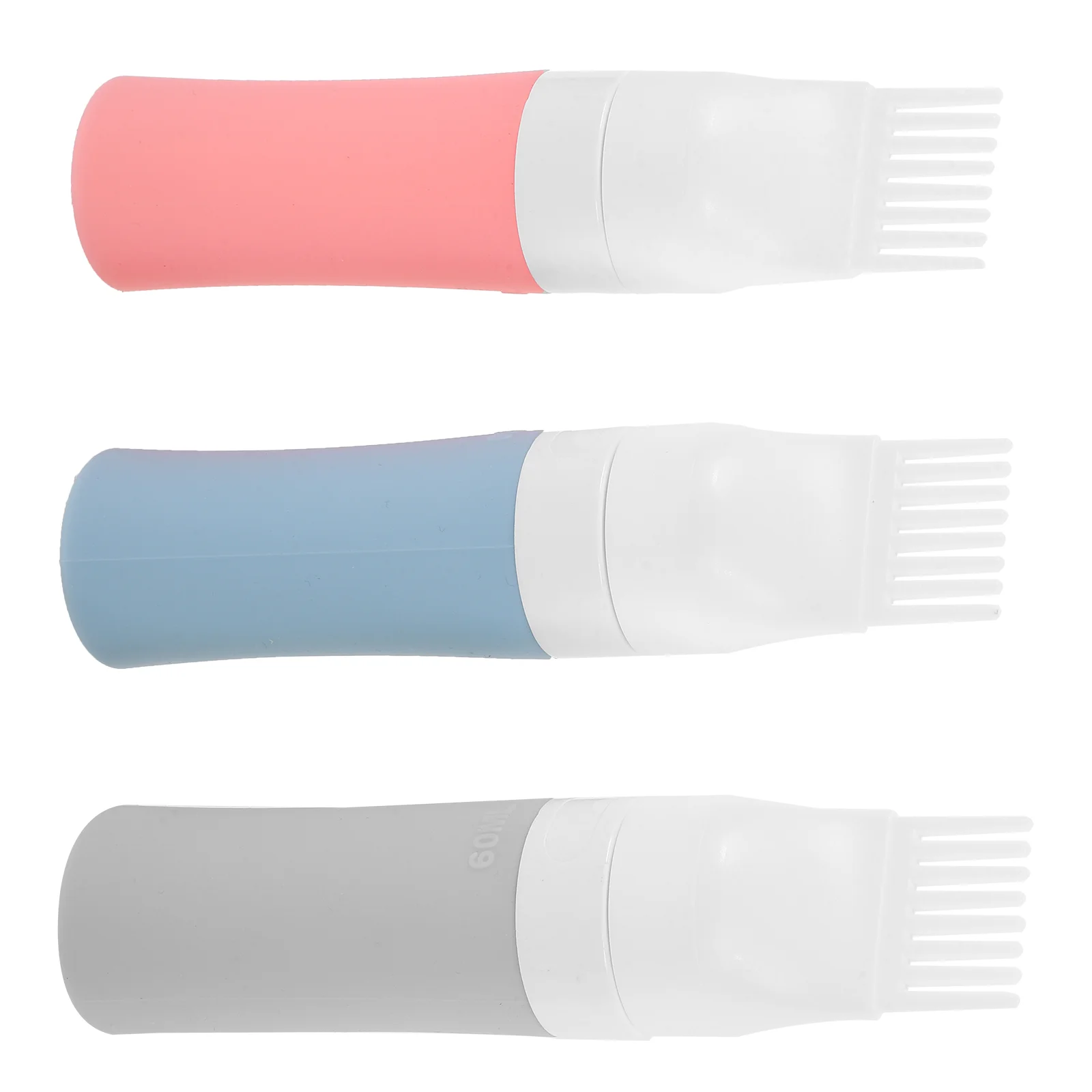 

3 Pcs Silicone Hair Dye Bottle Comb Applicator Root Anti-fall for Food Grade Dyeing