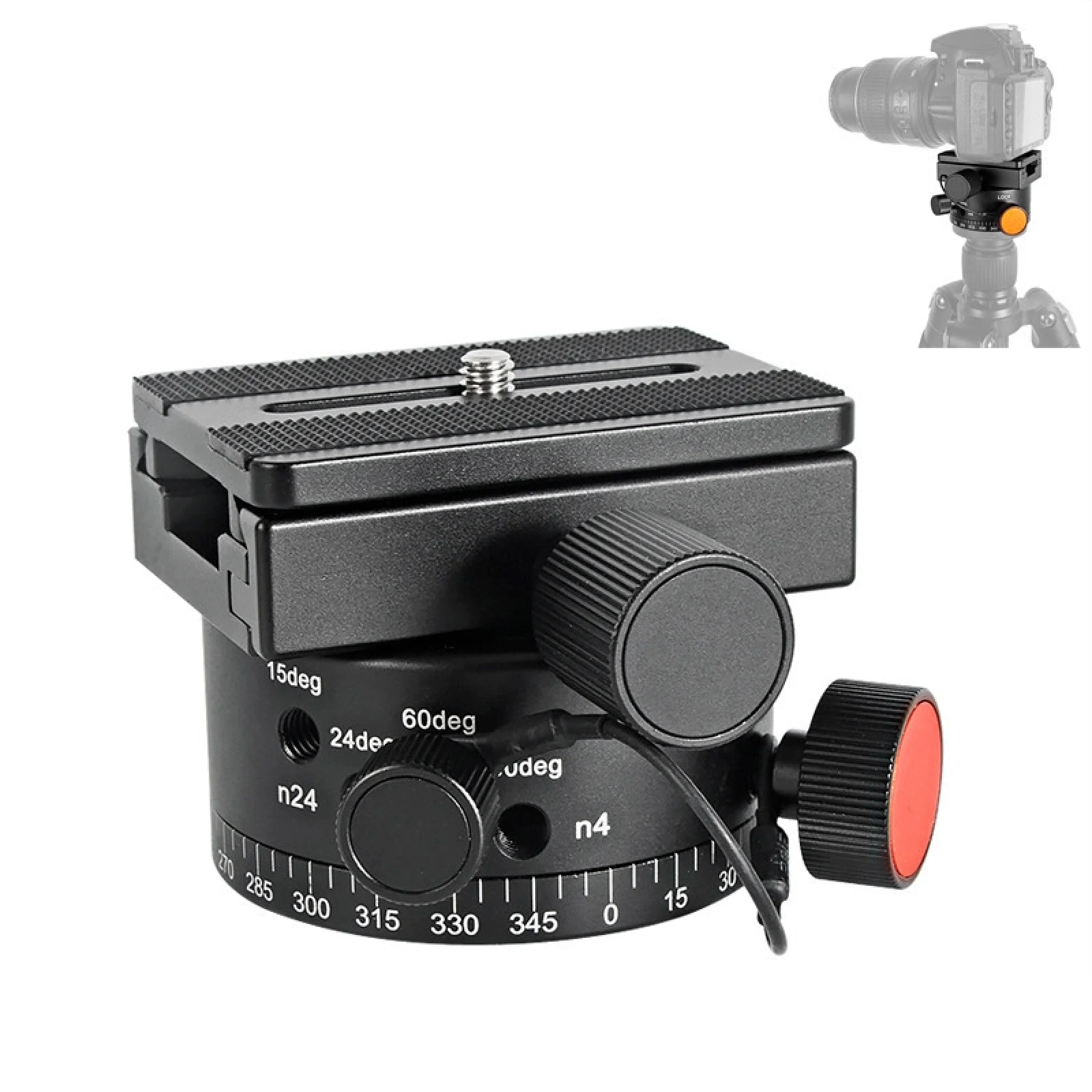 

LEP-02 Panoramic Camera Tripod Head Base Quick Release Plate 4-Gear 360 Rotating Horizontal Adjustable SLR Camera Head