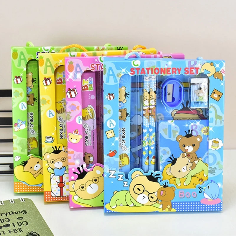 

8Sets 6 In 1 Stationery Set Primary School Children Learning Gift Box Kindergarten Birthday Gift Prizes Wholesale
