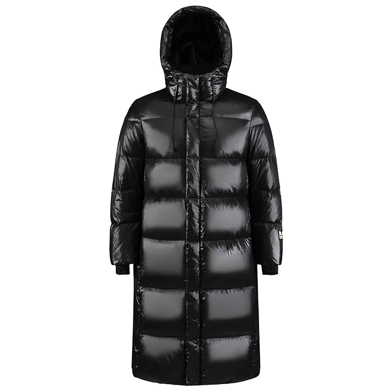 Light Luxury Long Bright Down Jacket Men's Winter K-Pop Large Size 3xl Warm Puffer Coat Women Black White Duck Down Parka