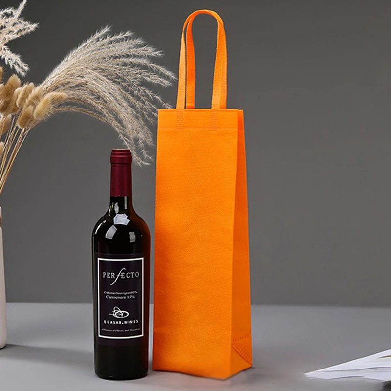 Non-wovens Champagne Beer Waterproof Gift Bag Brand New Color Single Bottle Red Wine Bottle Hand Handle Packaging Pouches