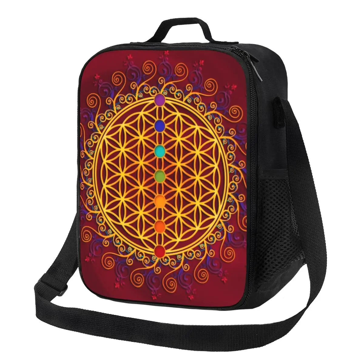 

Custom Flower Of Life Lunch Bag Men Women Warm Cooler Insulated Lunch Box for Kids School Children
