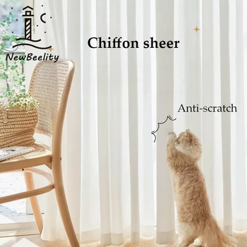 White Tulle High Quality Luxury Chiffon Sheer Window Curtains for Living Room Bedroom Kitchen Modern Voile Decoration Drapes