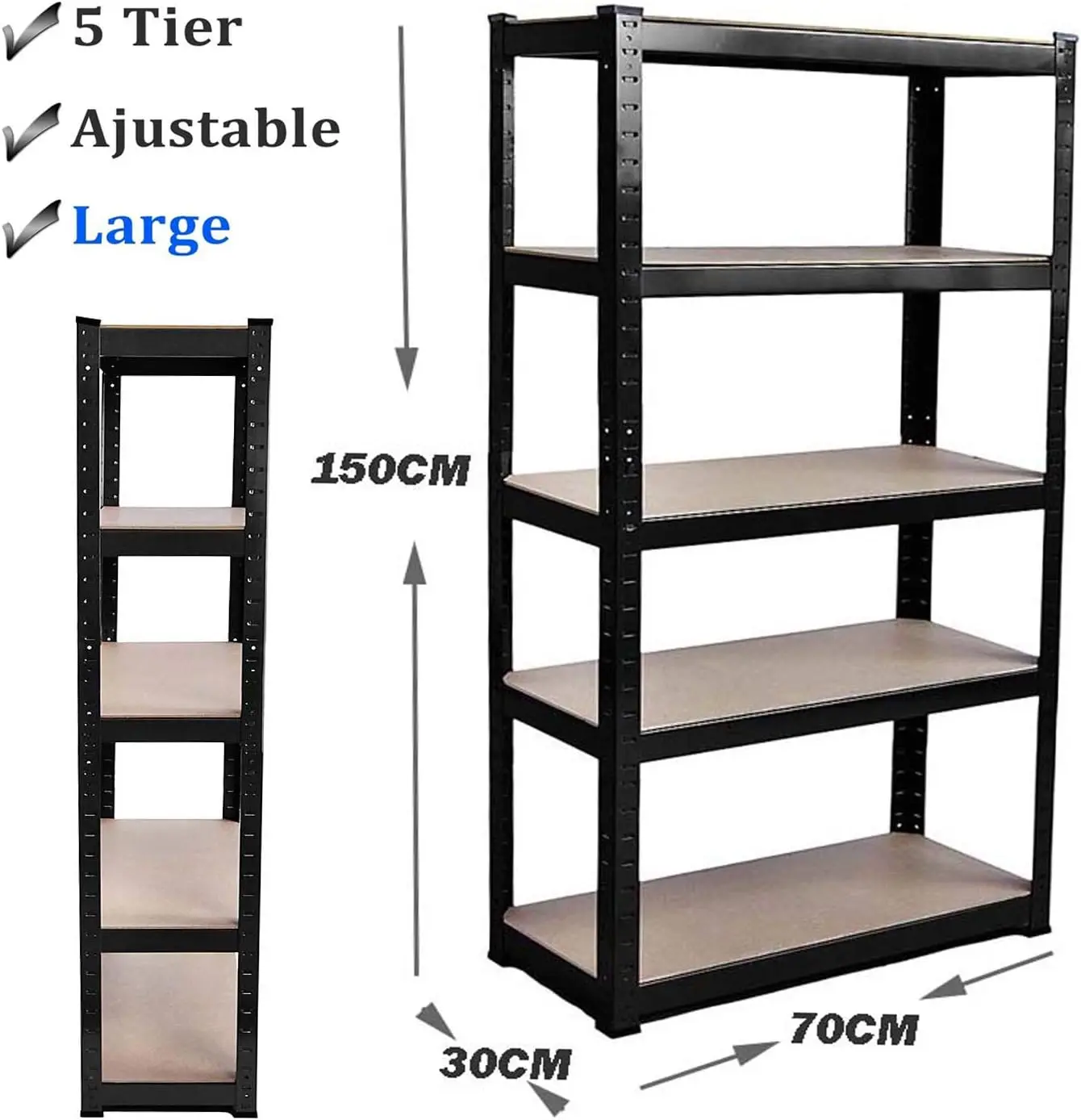 VickyHome 5 Tier Heavy Duty Garage Shelving Unit, Height Adjustable Racking Shelving Shelving - View #5