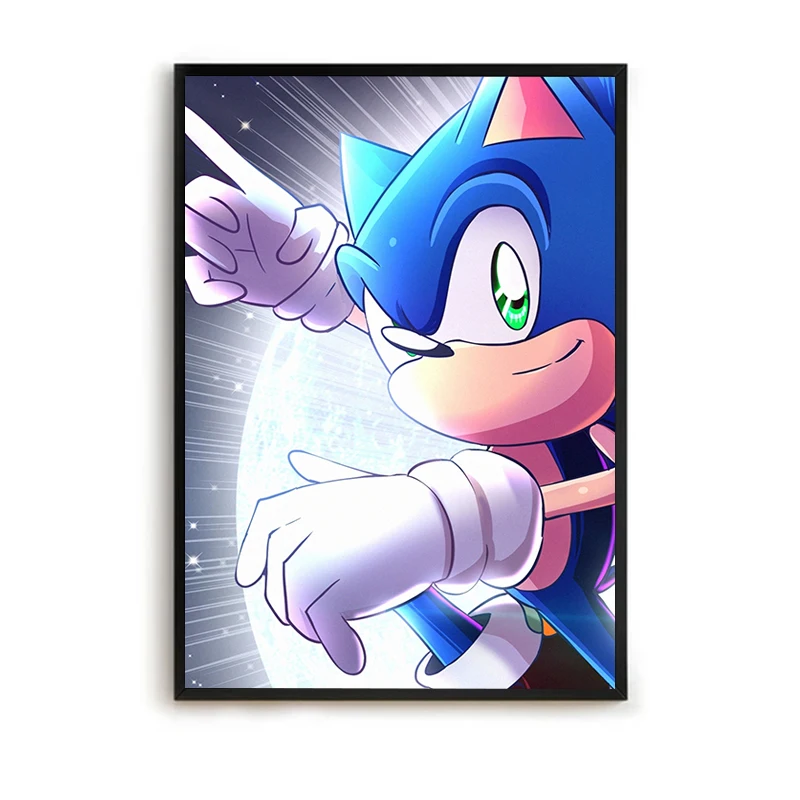 thumbnail image 1 of Pósteres de S-Sonic para decoración de paredes, pinturas, decoraciones para el hogar, decoración de habitaciones, estética, póster de anime, arte en lienzo, 1 of 5