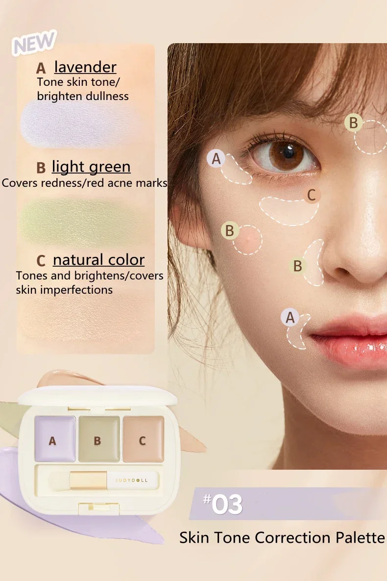 Judydoll Three-color Concealer Palette High Coverage Long-lasting_voghion.com
