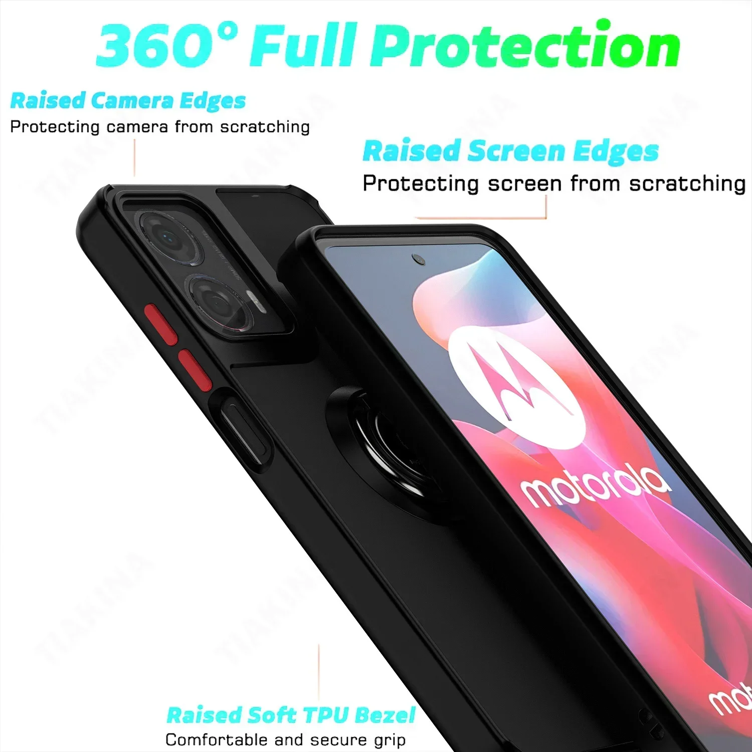Matte Half Clear Magnetic Ring Stand Armor Case with Holder
