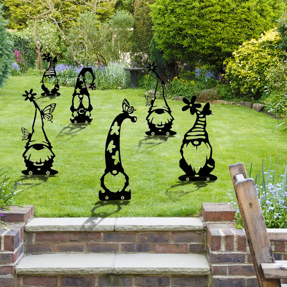 Artificial Animal Garden Prop Decoration Metal Black Tree Trunk Gnome Lawn  Stakes Yard Art Outdoor Home Garden Decoration
