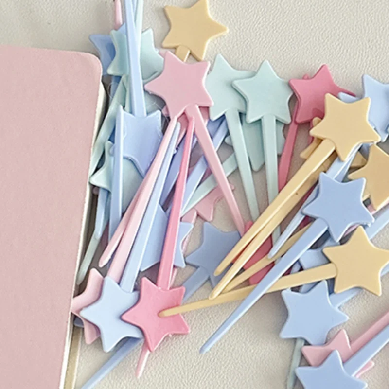 50pcs Photography Props Colorful Stars Shaped Cake Top Fruit Dessert Sign Insert Flag Wedding Decoration DIY Accessories