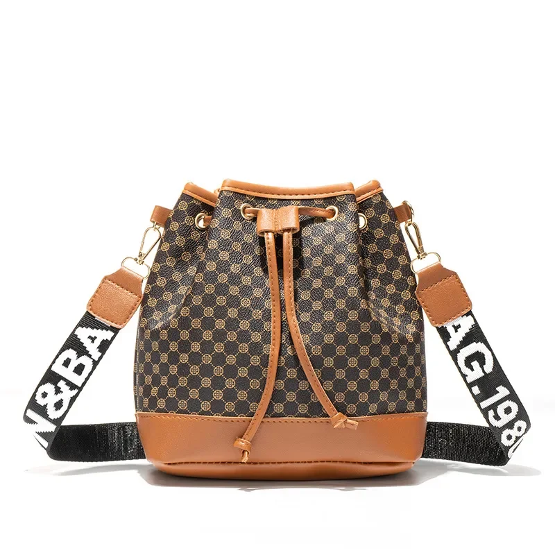 S1ef76015618f4c0ba1692c75c8dbdadeZ Fashion Versatile Women's Bucket Bag Cross Body Storage Single Shoulder Bag Drawstring Printed Messenger Bag Mallzona