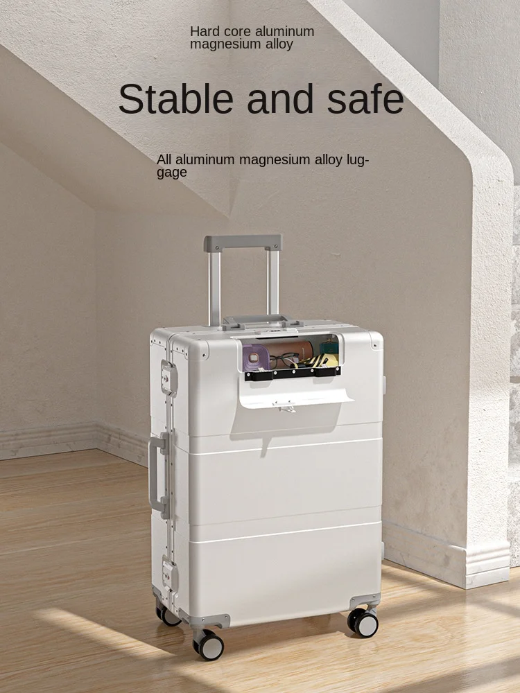 

Aluminum-magnesium alloy anti-fall anti-wear high appearance level semi-open luggage 20 inches metal large capacity boarding hig