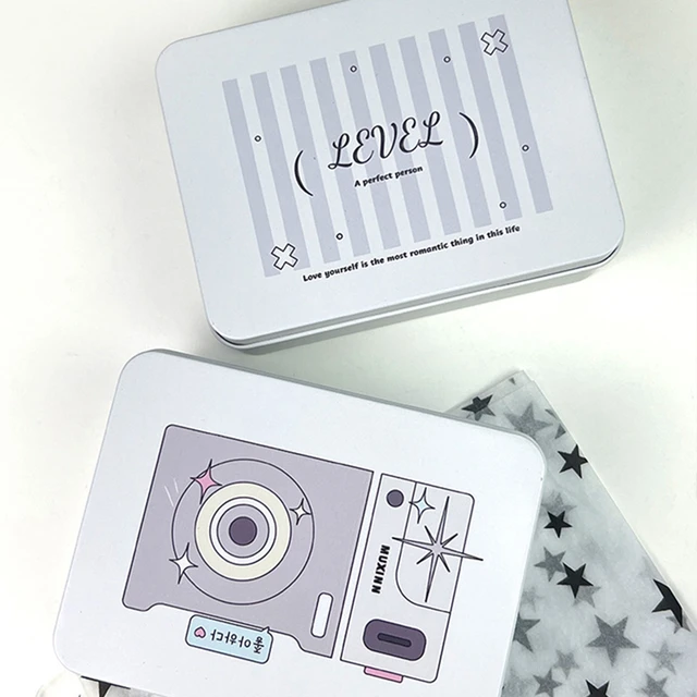 Korea Cute Tin Box Photocards Sleeves Storage Box Kpop Idol Photo Card  Collect Boxes With Cover Desktop Sticker Organizer - AliExpress