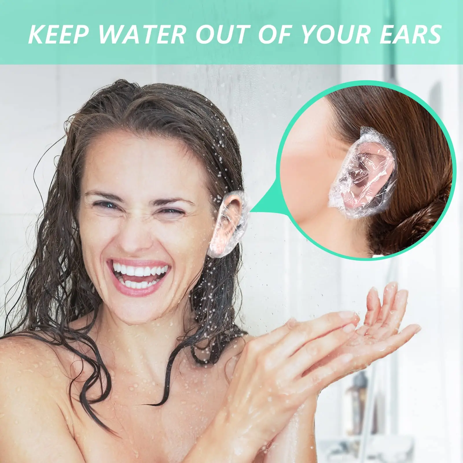 Makenlug Disposable Ear Covers Shower Waterproof Shower Ear Cover