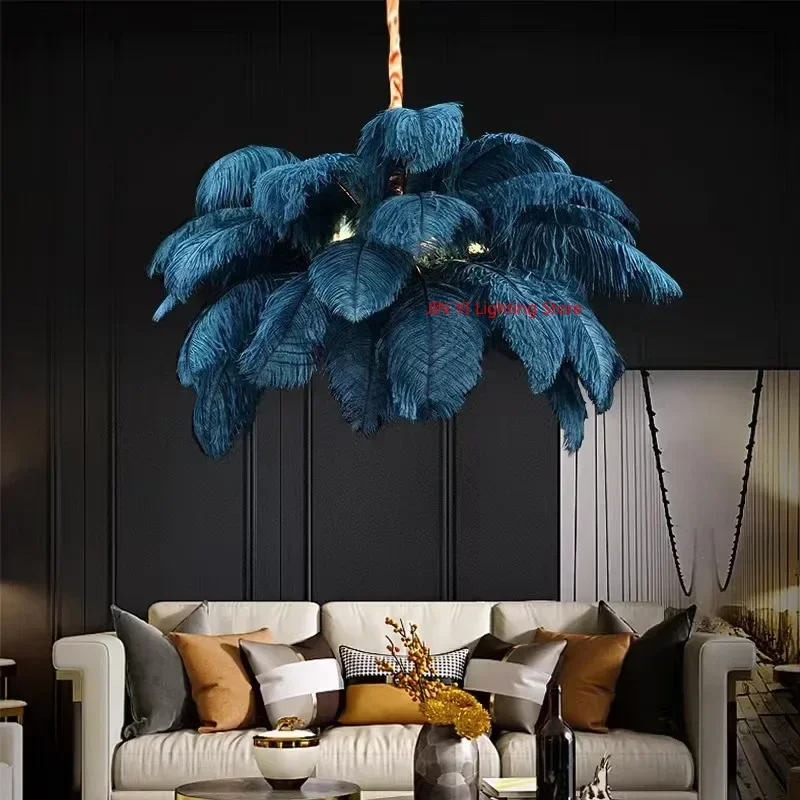 Nordic Feathers Art Living Room Pendent Lamp Bedroom Indoor Hanging Lamp Chandelier Home Decoration Ceiling Lamps