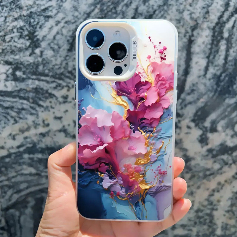 Bunte Blumen-Laser-Handyhülle für iPhone 17 16 15 Pro Max 14 13 11 12 Pro Max 13 Mini 15 14 Plus Stoßfeste Schutzhüllen – Detail 7