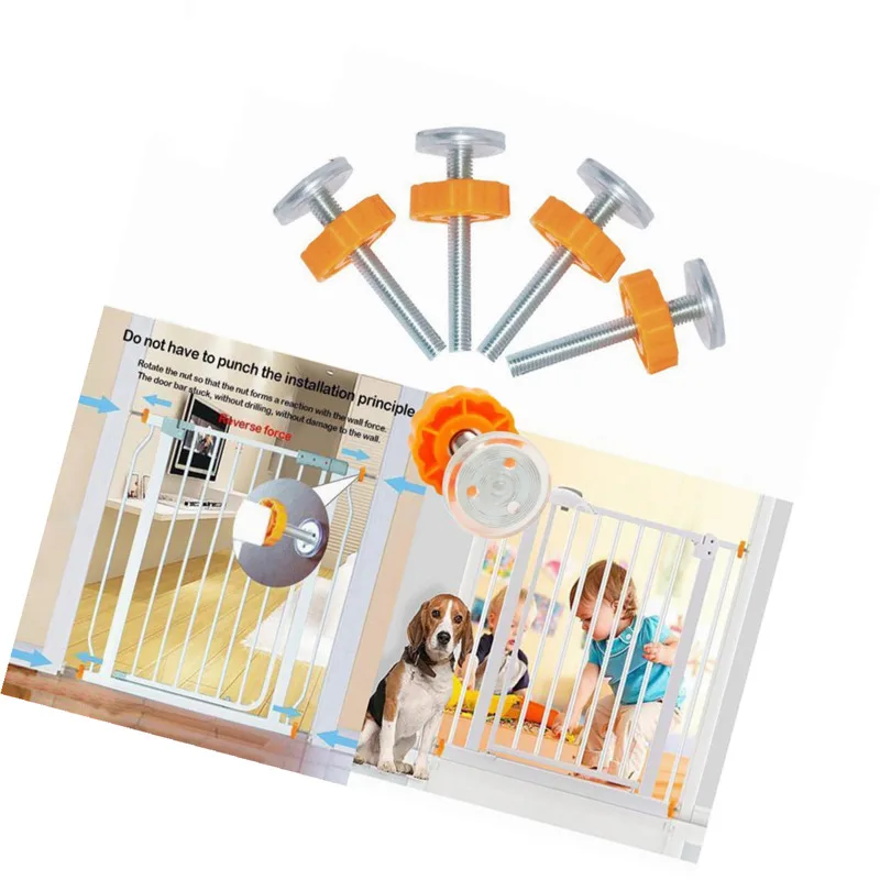 4Pcs/Pack Baby Pet Safety Stairs Gate Screws/Bolts with Locking Nut Spare Part Accessories Kit Baby Safety Doorways High Quality
