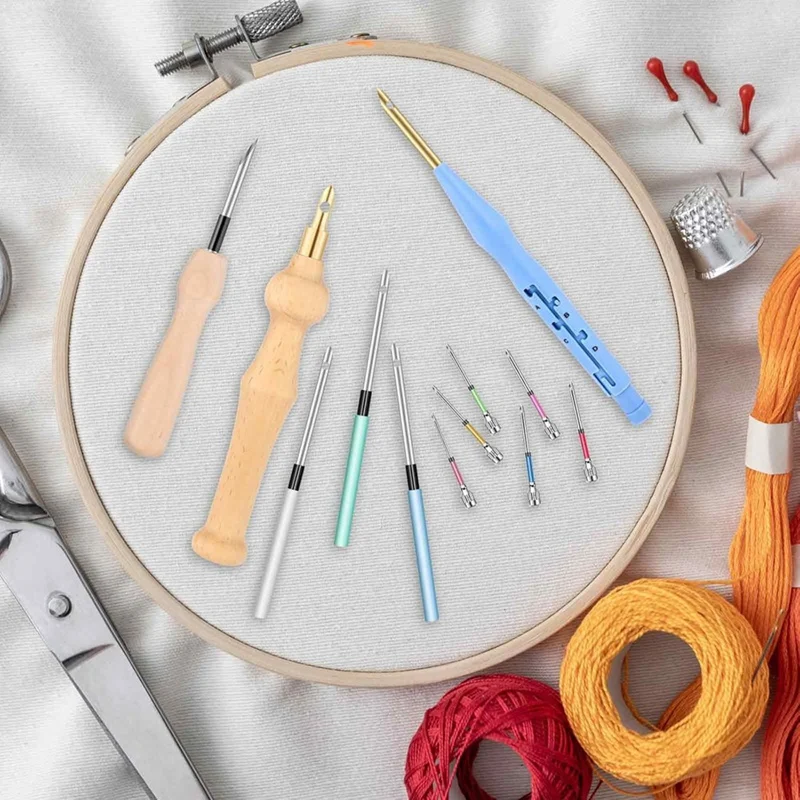 New 18 Pieces Punch Needle Set Adjustable Punch Needle Tool Set Adult Beginner Sewing Applique Decoration