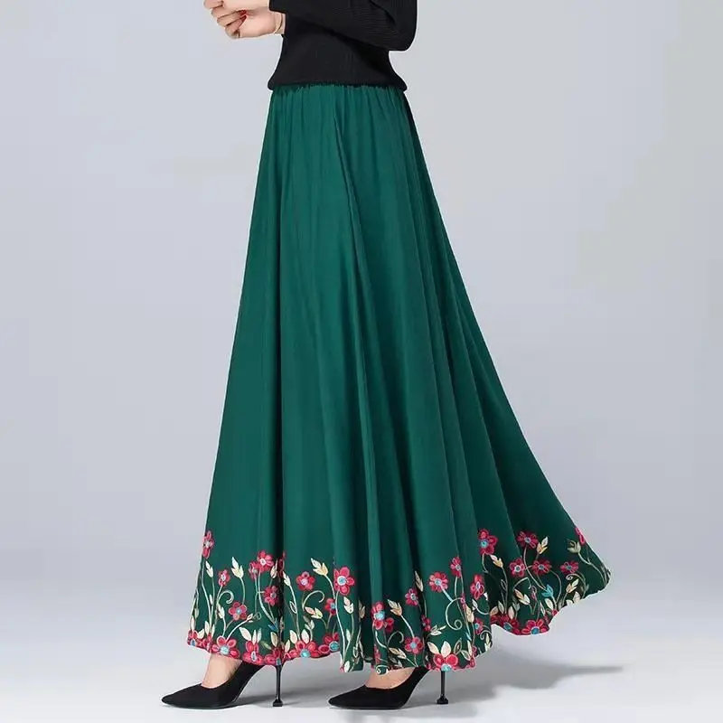 

Spring Autumn New Fashion Elegant High Waist Printed Ethnic Style Leisure Versatile Western Commuting Slim Clothing Women Skirts