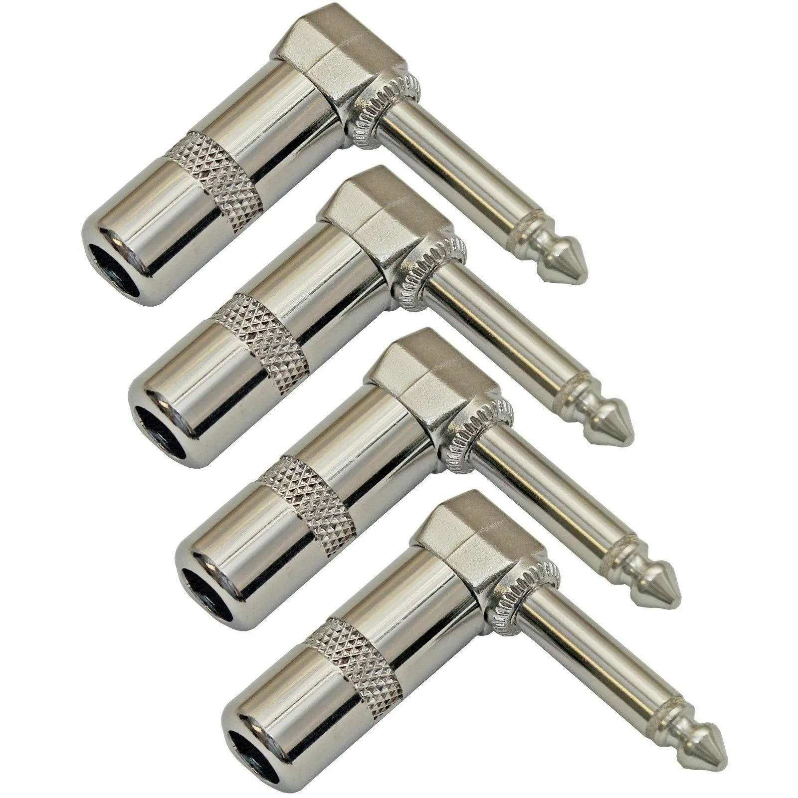 

4pcs 6.35mm 1/4\" Male Jack Right Angle Mono Phone Plug Guitar Audio Connector 90 Degree Large Two-Core Copper Tube Welding